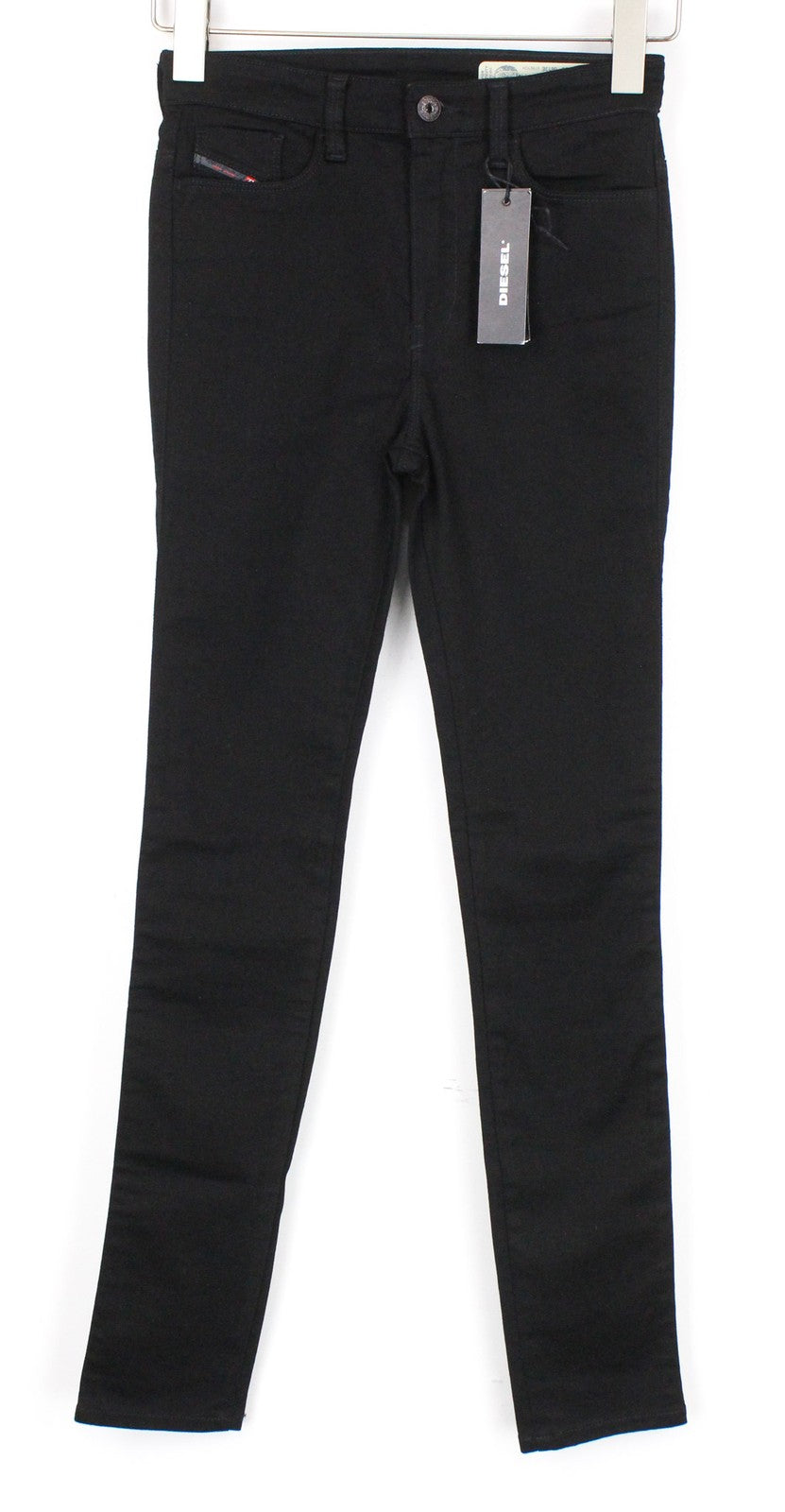 DIESEL Skinzee-High 0813E Women Jeans W24/L30 Black Stretch Super Slim Skinny