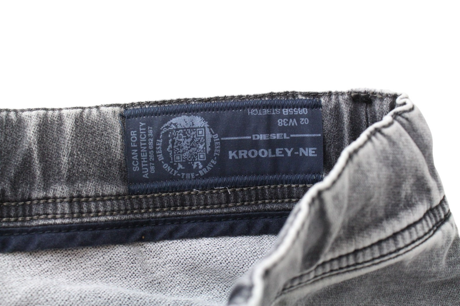 DIESEL Krooley-NE 0855B Men Jeans W38 Grey Jogg Sweat Stretch Slim Carrot Cut
