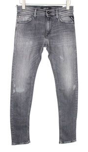 REPLAY Jondrill Men Jeans W30/L32 Grey Stretch Skinny Aged Look Disttressed
