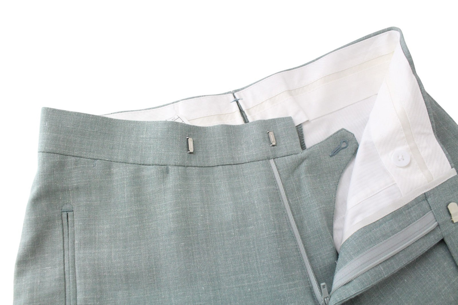 SUITSUPPLY La Spalla Men Suit UK30R Double-Breast Green Wool Silk Linen 2 Piece