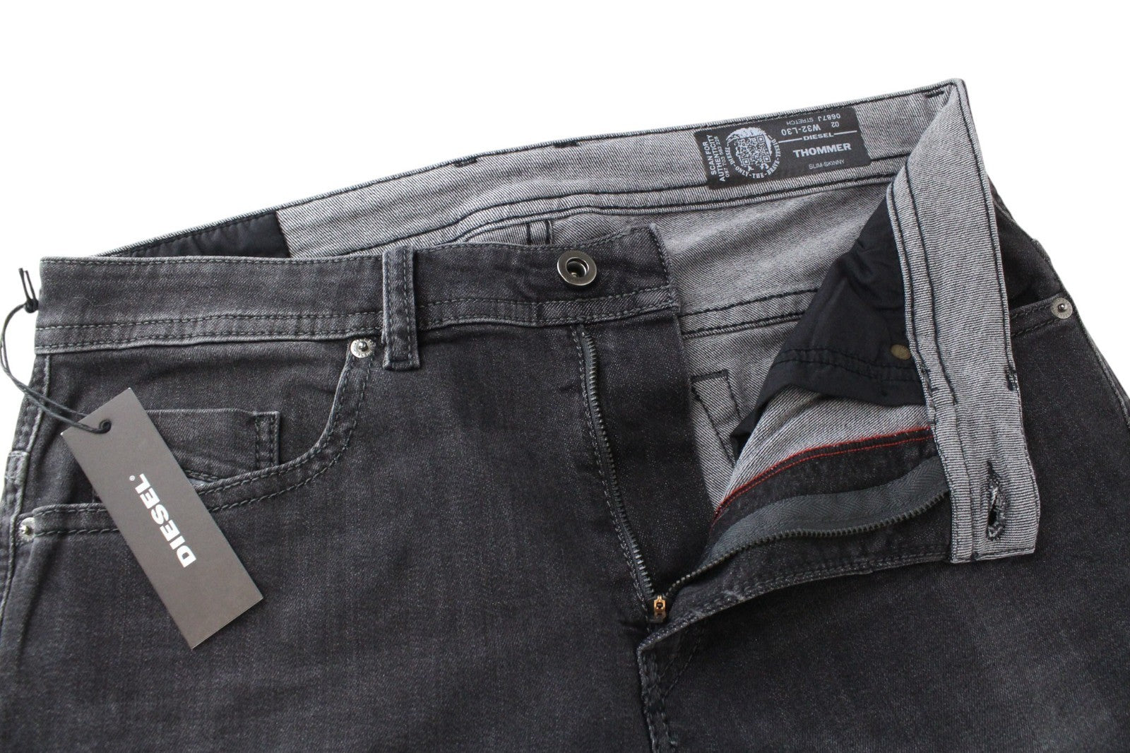 DIESEL Thommer 0687J Men Jeans W32/L30 Slim-Skinny Dark Grey Cotton Stretch