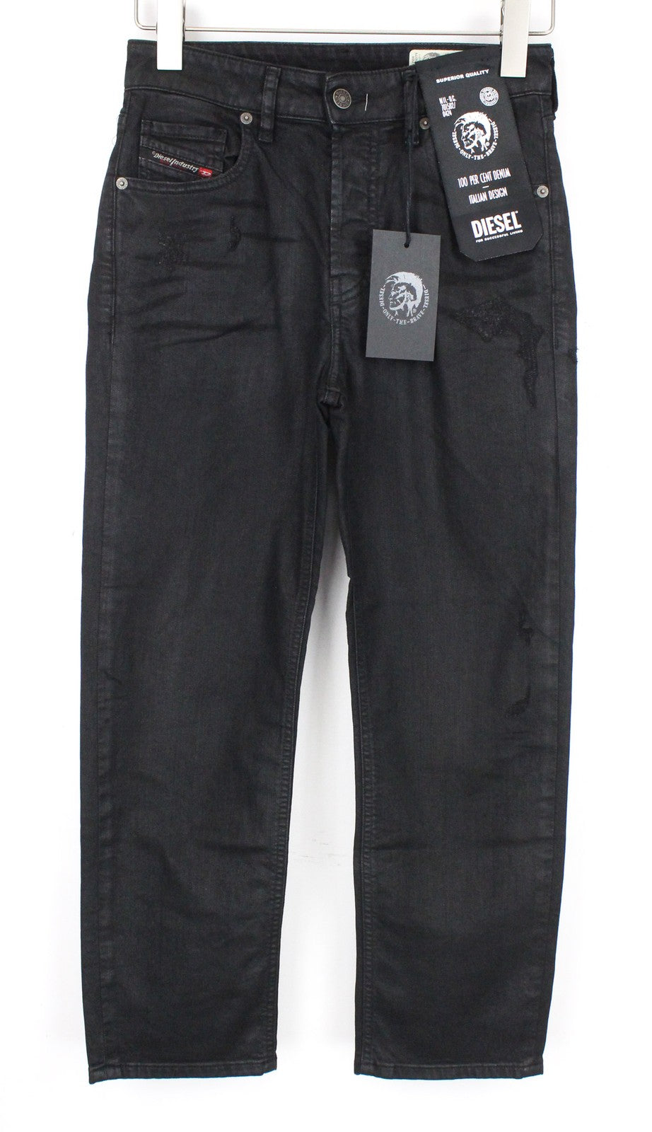 DIESEL Aryel 069JD Women Jeans W25/L32 Straight Fit Cotton Mix Stretch Black