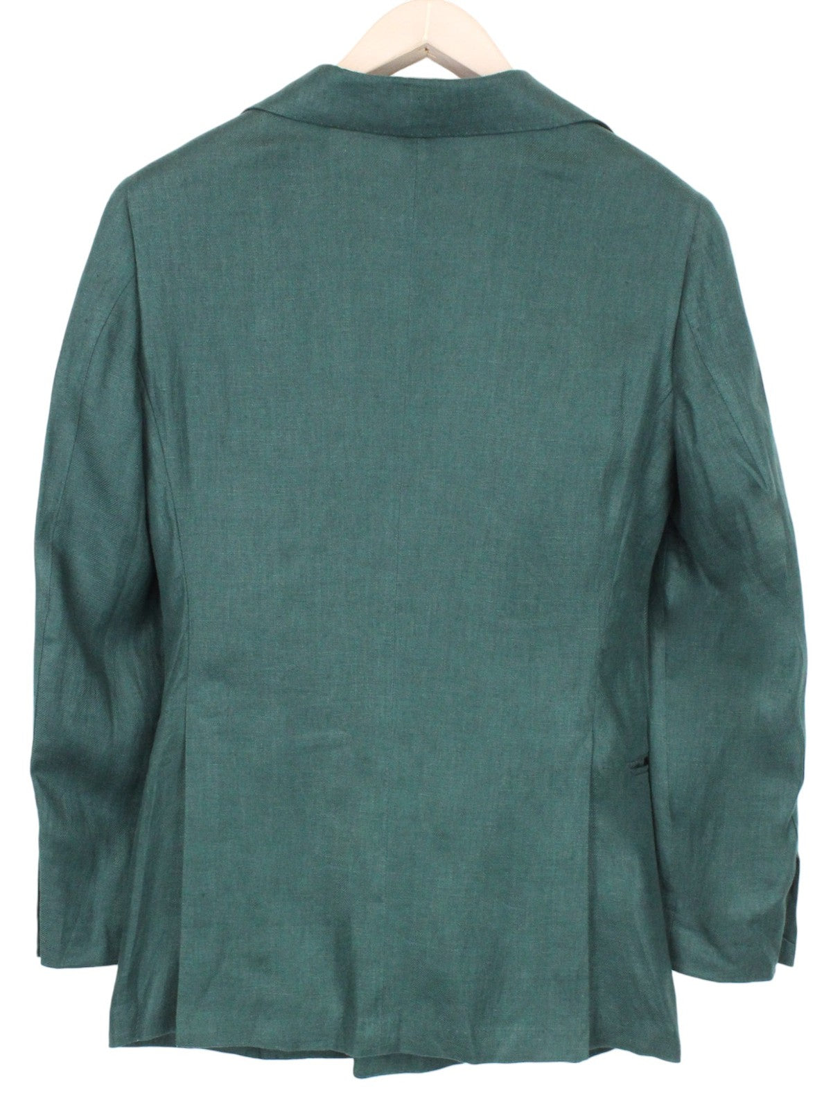 SUITSUPPLY La Spalla Men Suit UK32R Green 2-Piece Slim Melange Two-Row Linen