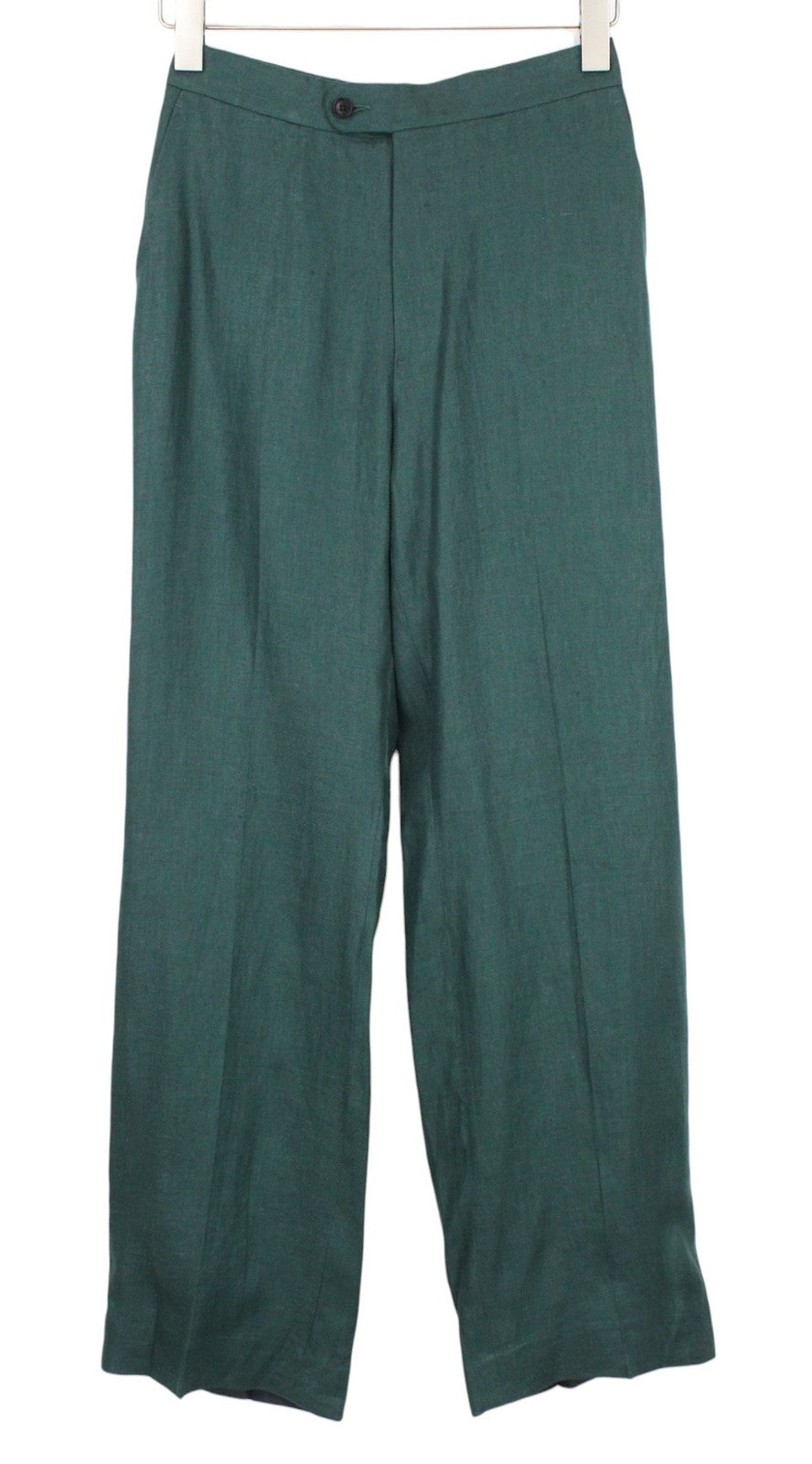 SUITSUPPLY La Spalla Men Suit UK32R Green 2-Piece Slim Melange Two-Row Linen