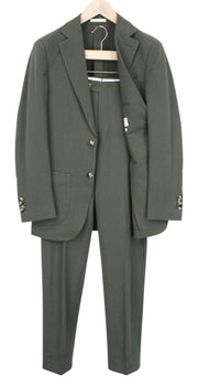 SUITSUPPLY Havana Patch Men Suit UK34R Green 2-Piece Slim Cut Cotton Mix Stretch