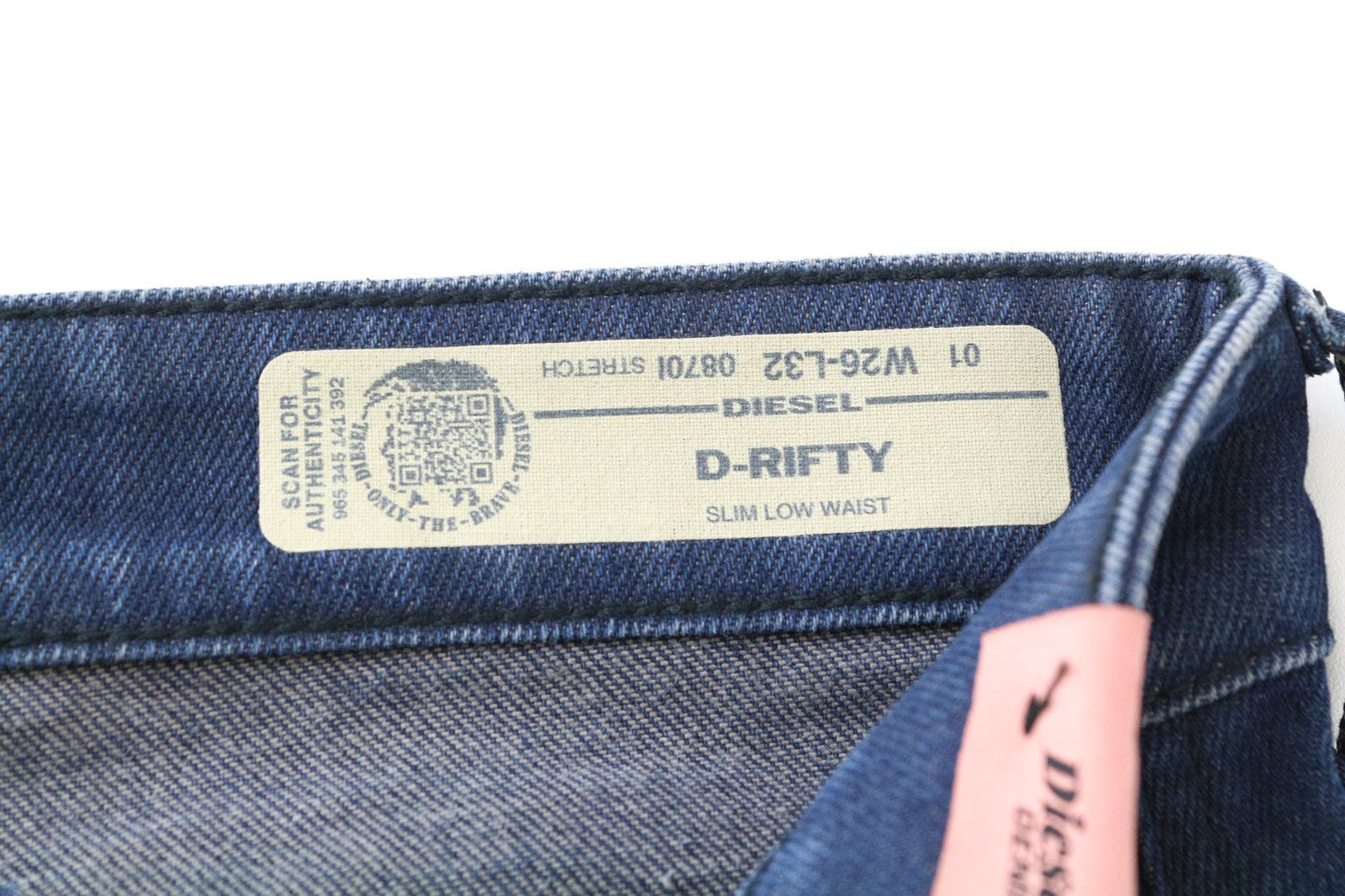 DIESEL D-Rifty 0870I Women Jeans W26/L32 Blue Stretch Slim Fit Low Waist Zipped
