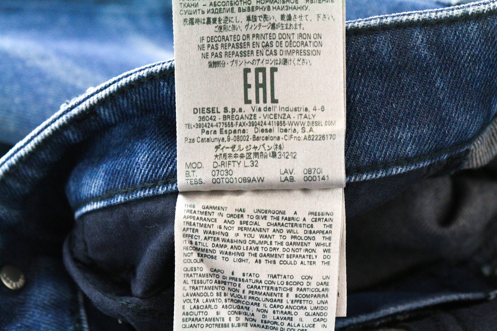 DIESEL D-Rifty 0870I Women Jeans W26/L32 Blue Stretch Slim Fit Low Waist Zipped