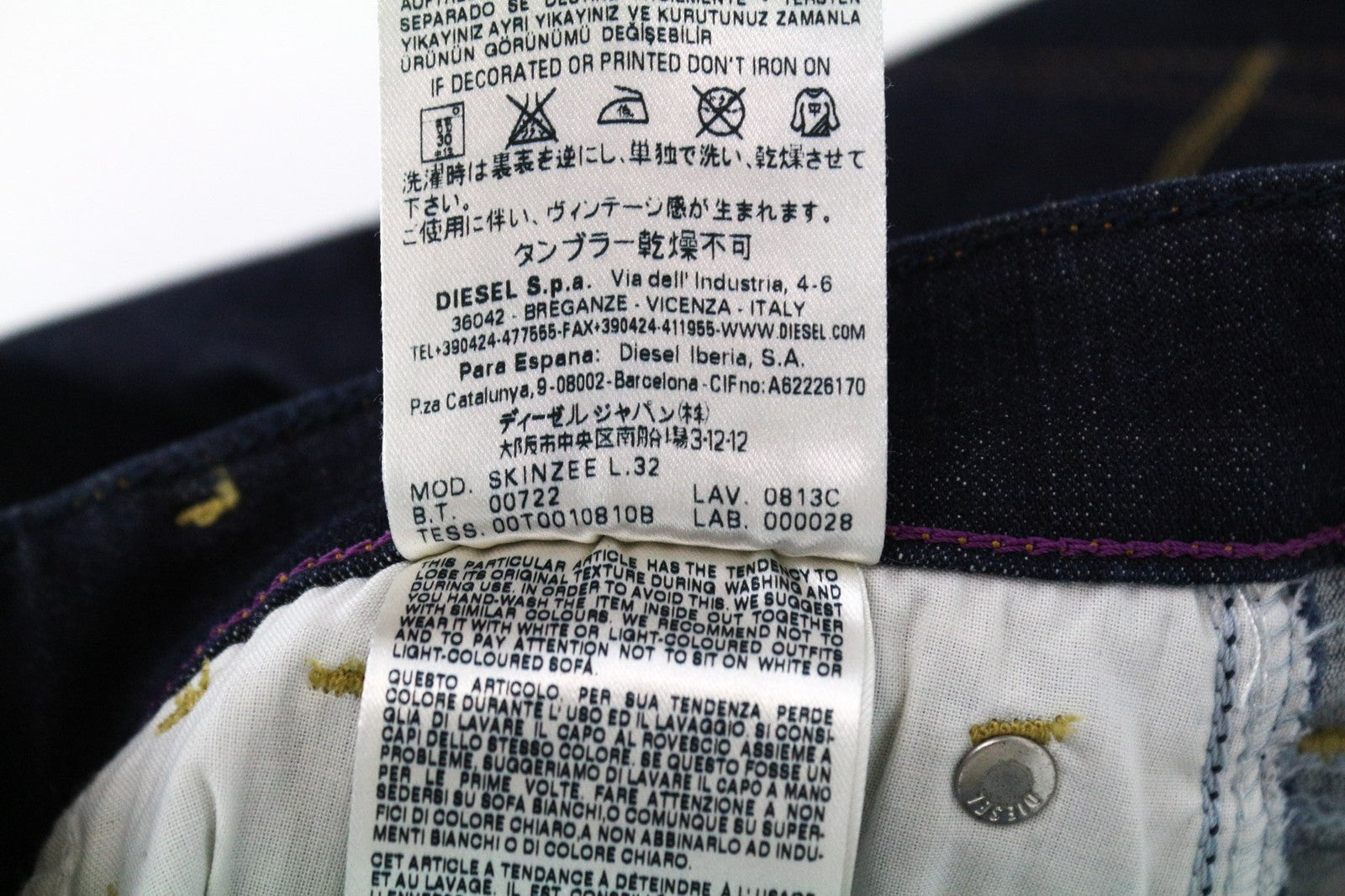 DIESEL Skinzee 0813C Women Jeans W24/L32 Blue Stretch Super Slim Skinny Girls