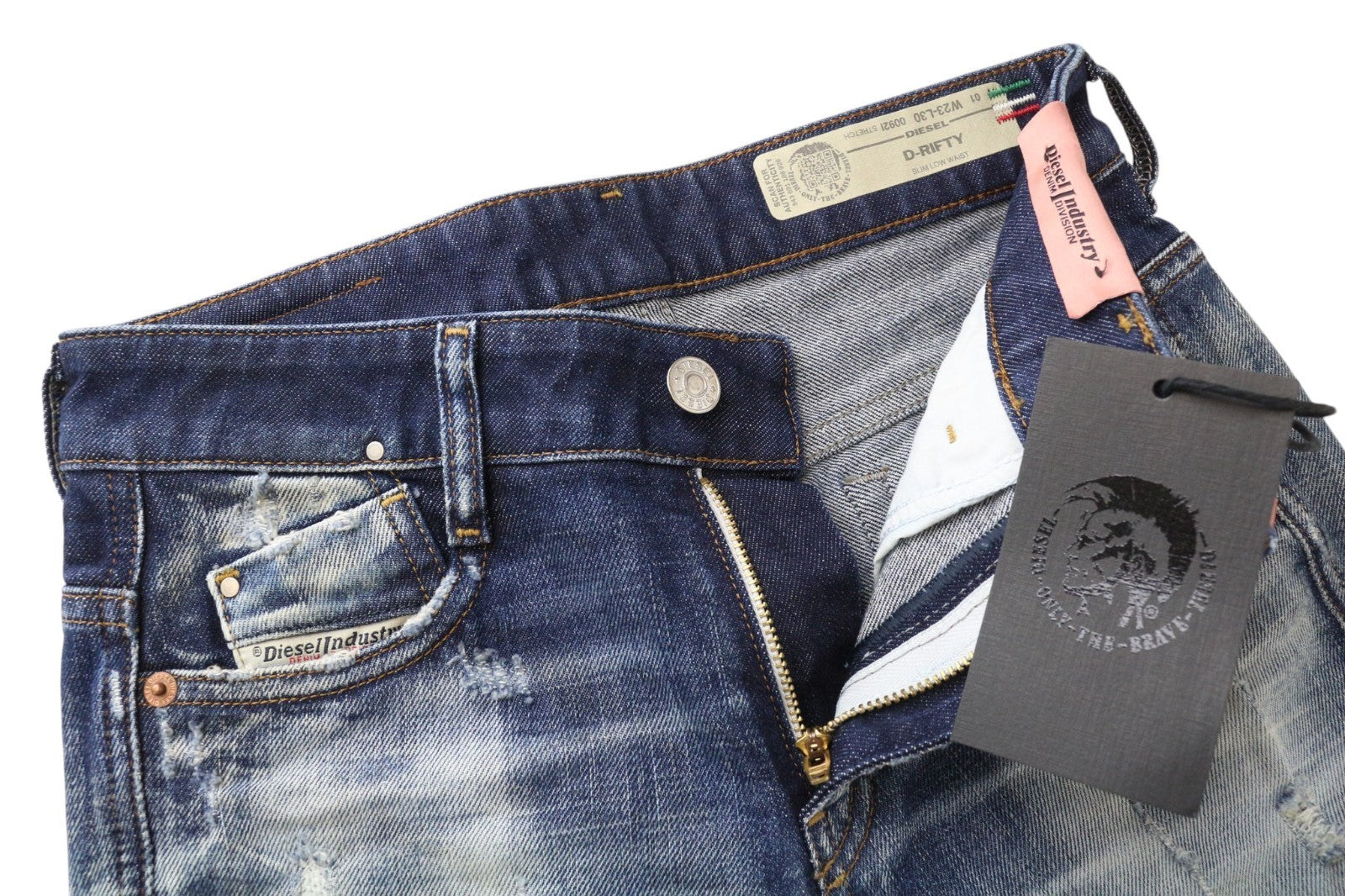 DIESEL D-Rifty 0092I Women Jeans W23/L30 Low Rise Distressed Girls Blue Slim