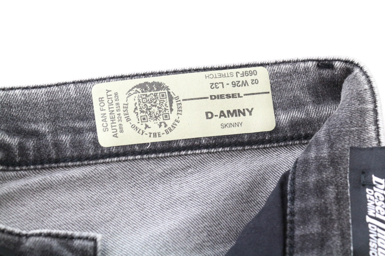 DIESEL D-Amny 069FJ Men Jeans W26/L32 Mid Grey Stretch Skinny Fit Boys Zip-Fly