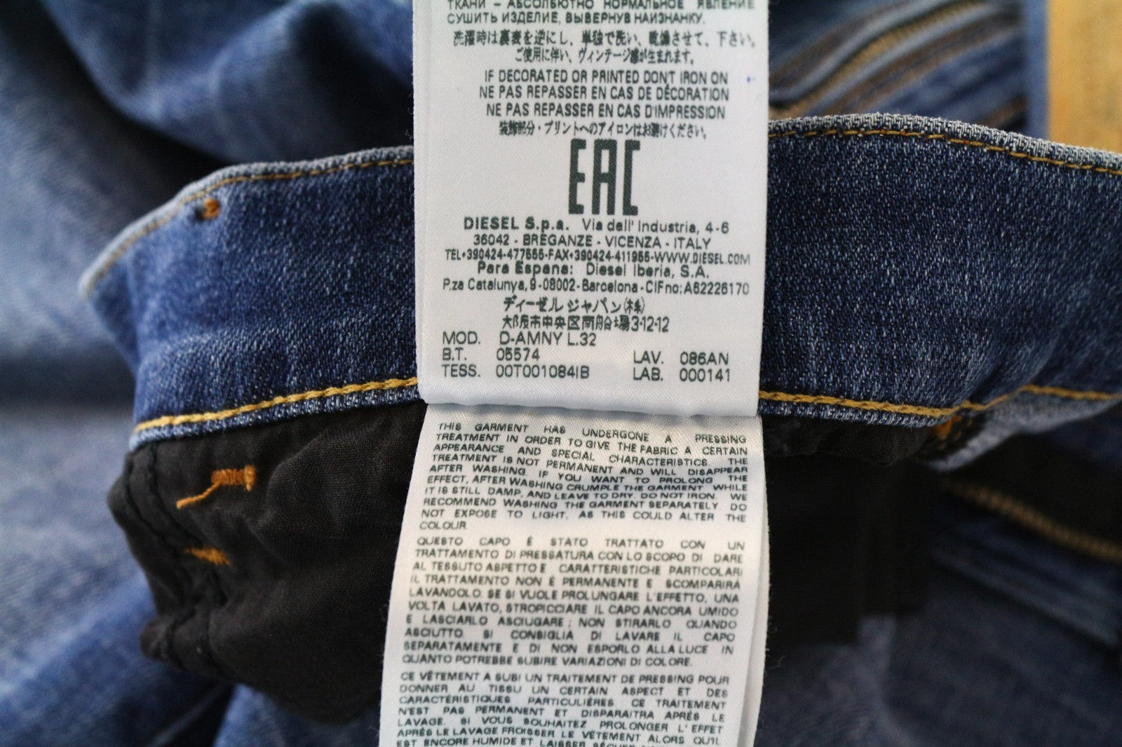 DIESEL D-Amny 086AN Men Jeans W27/L32 Mid Blue Stretch Skinny Boys Distressed