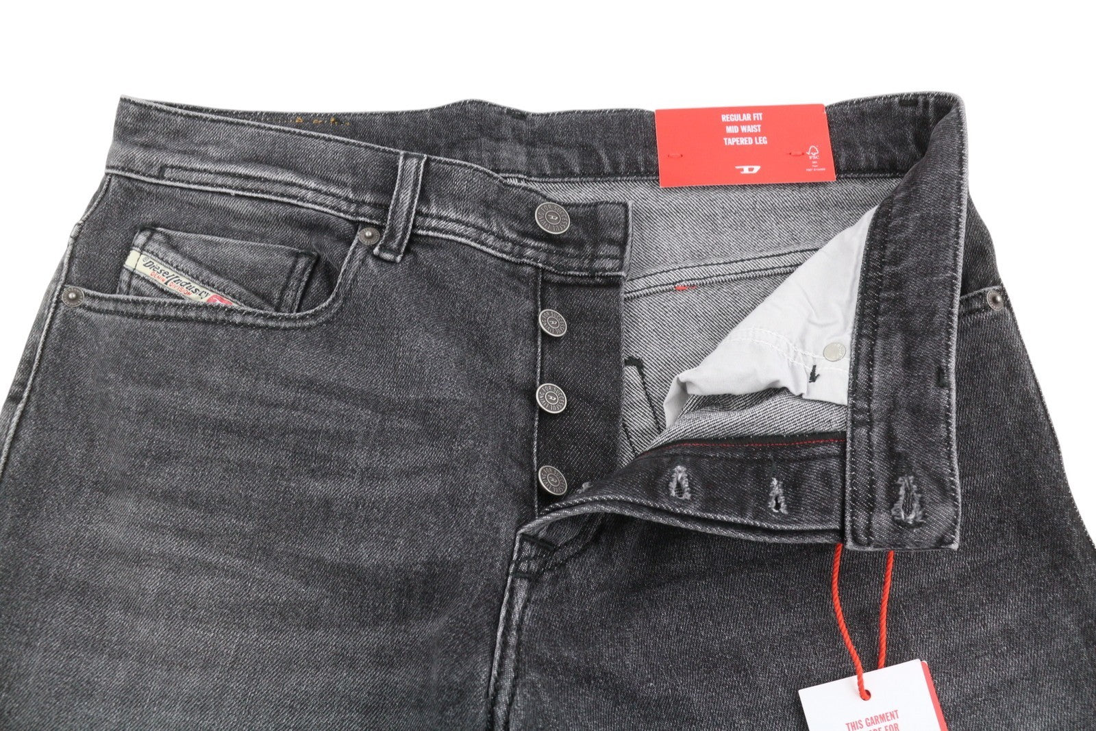 DIESEL 2023 D-Finitive 09F84 Men Jeans W30/L34 Grey Washed Tapered Fit