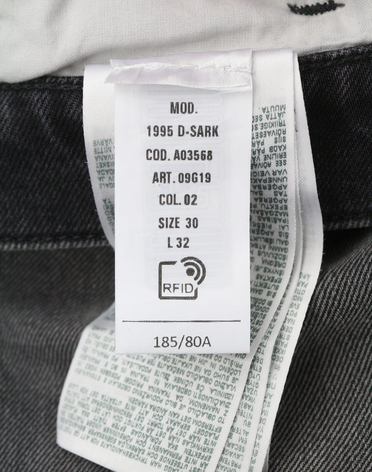 DIESEL 1995 D-Sark 09G19 Men Jeans W30/L32 Grey Ripped Slim Straight