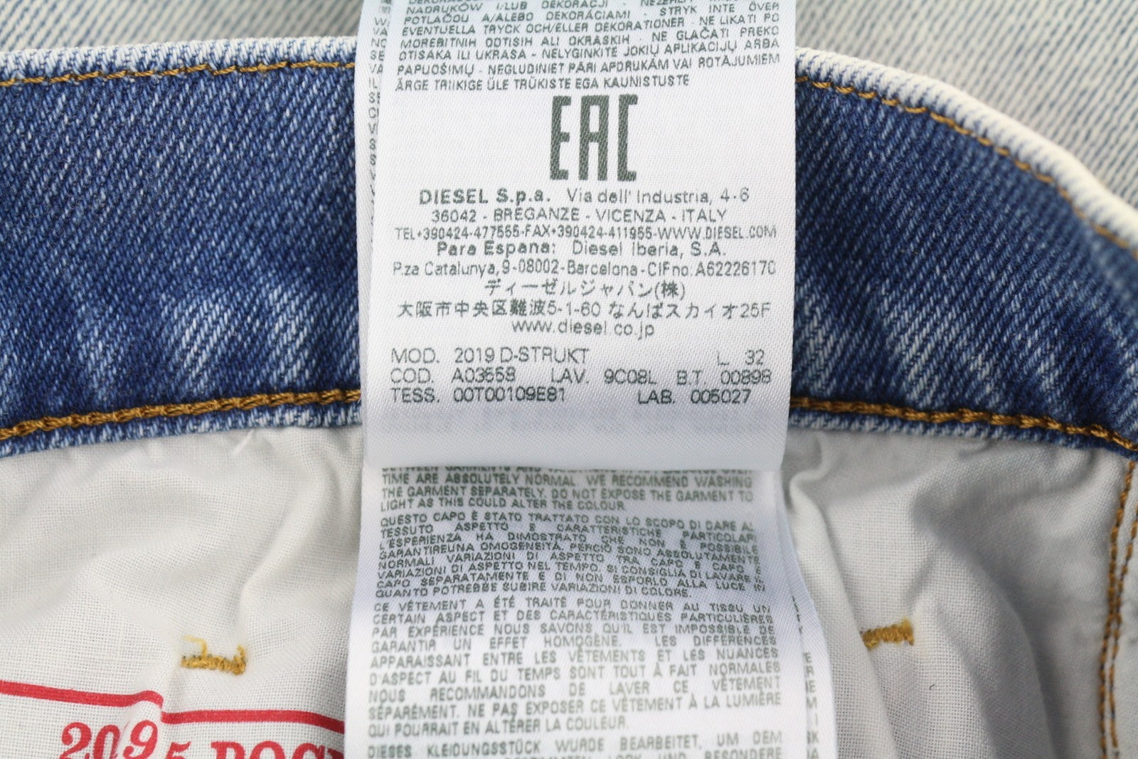 DIESEL 2019 D-Strukt 09C08L Men Jeans W30/L32 Blue Fade Slim Zip Fly