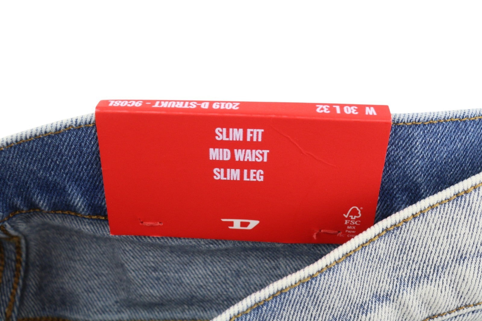 DIESEL 2019 D-Strukt 09C08L Men Jeans W30/L32 Blue Fade Slim Zip Fly