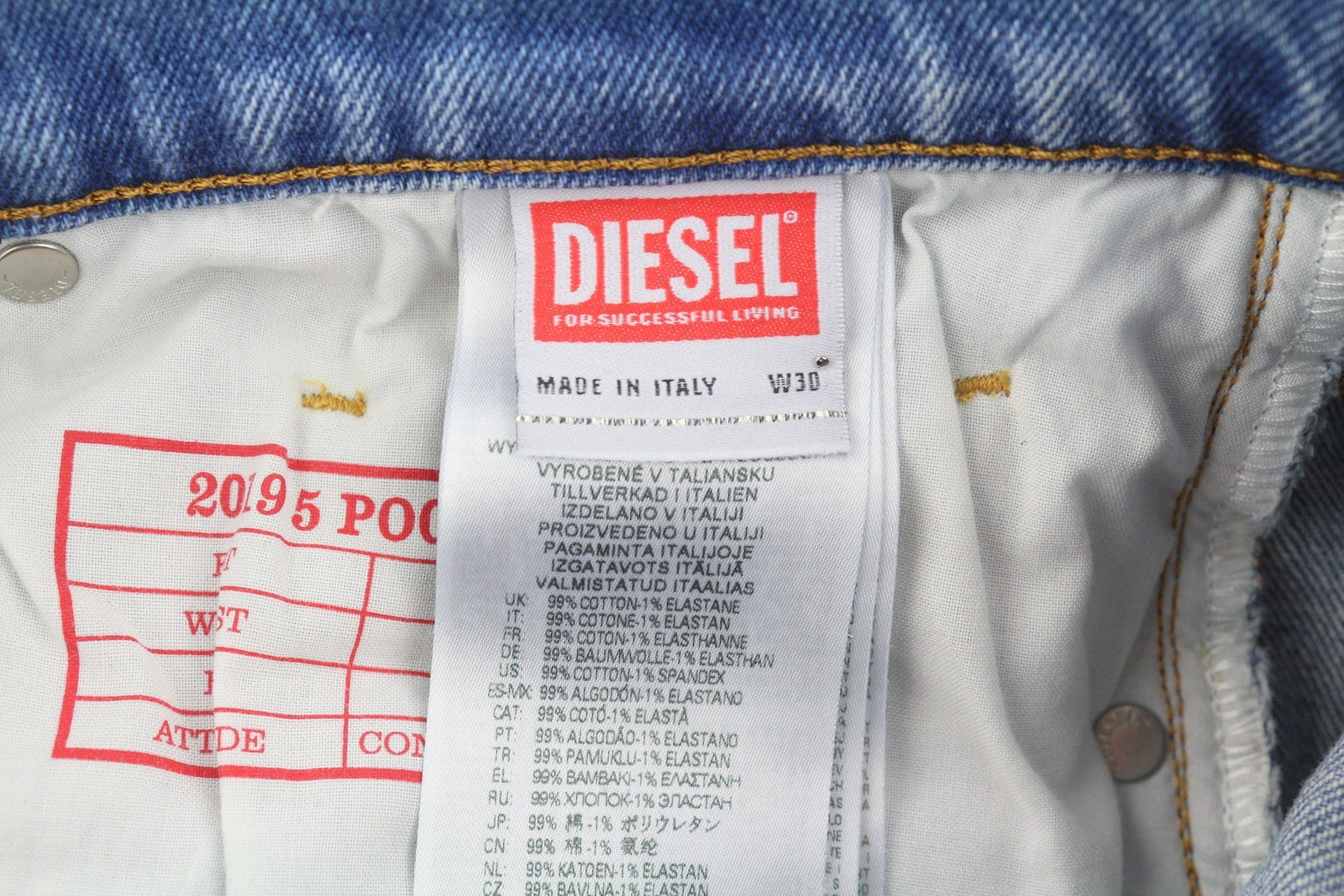 DIESEL 2019 D-Strukt 09C08L Men Jeans W30/L32 Blue Fade Slim Zip Fly