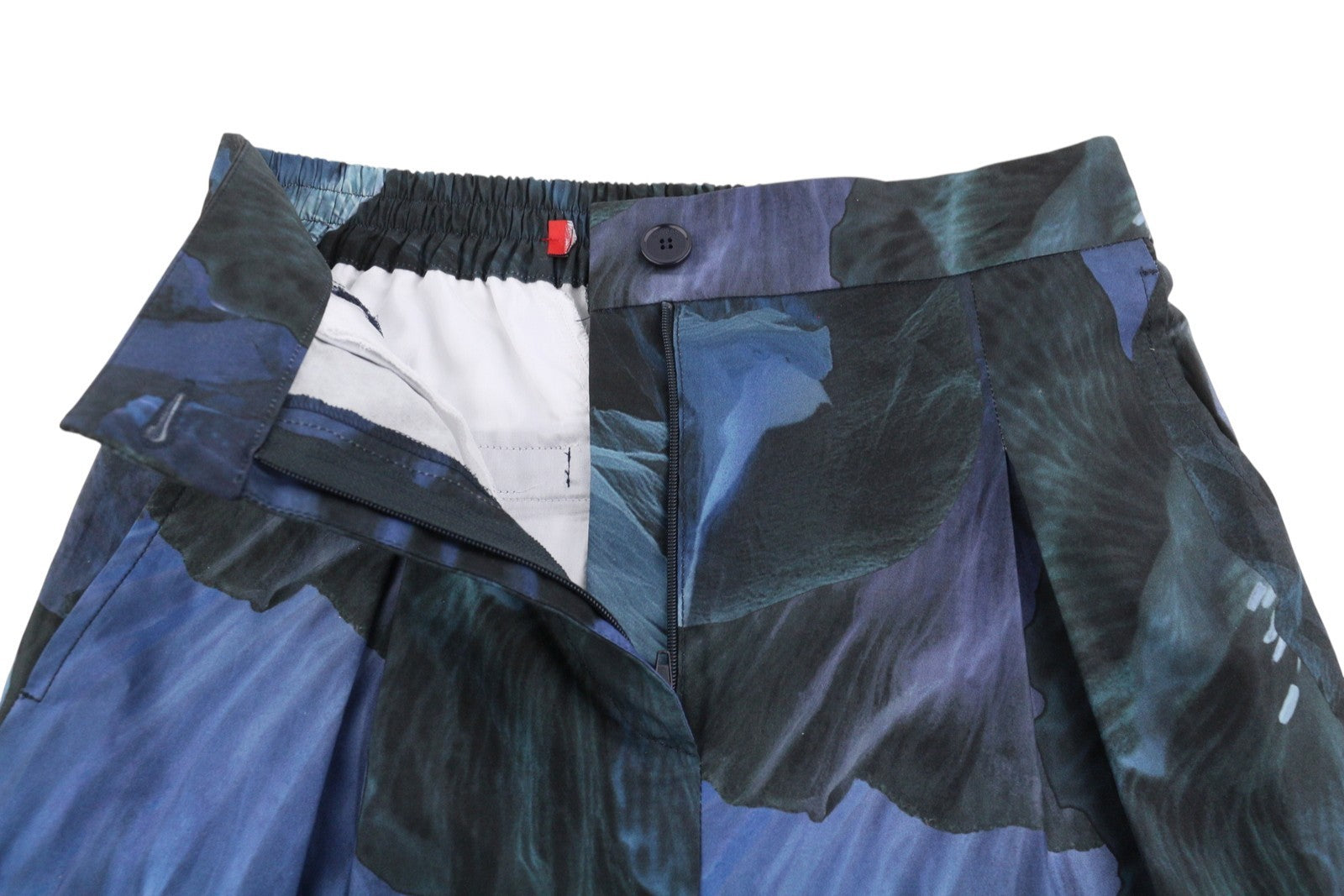 MAX&CO. Women Trousers EU34 Blue Print High Waist Pleated Tapered Fit