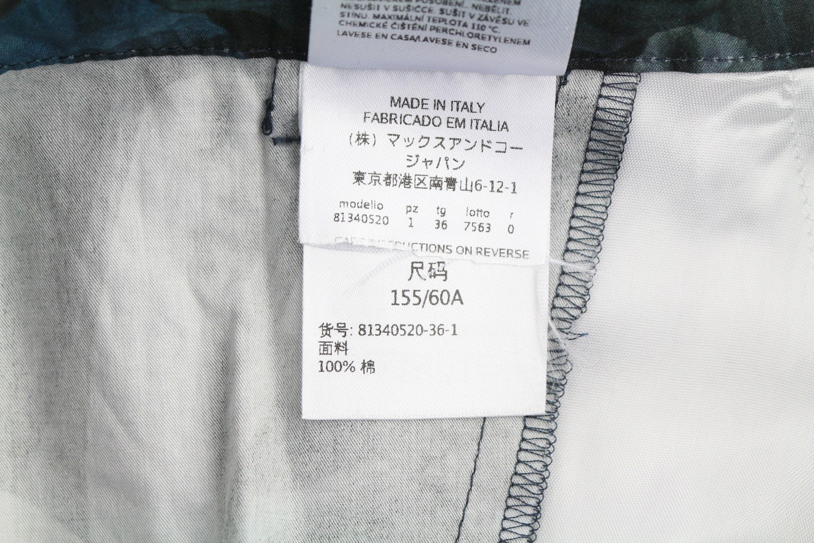 MAX&CO. Women Trousers EU34 Blue Print High Waist Pleated Tapered Fit