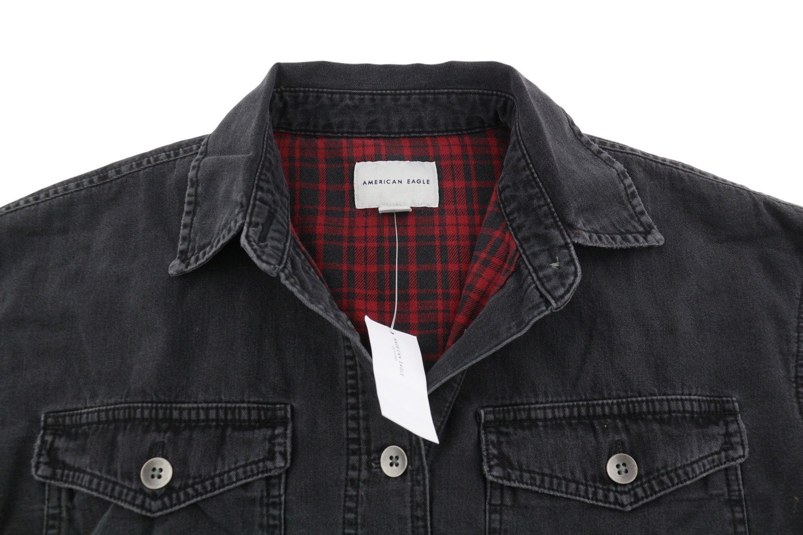 AMERICAN EAGLE OUTFITTERS Women Jacket XS Black Denim Crop Oversize Distress