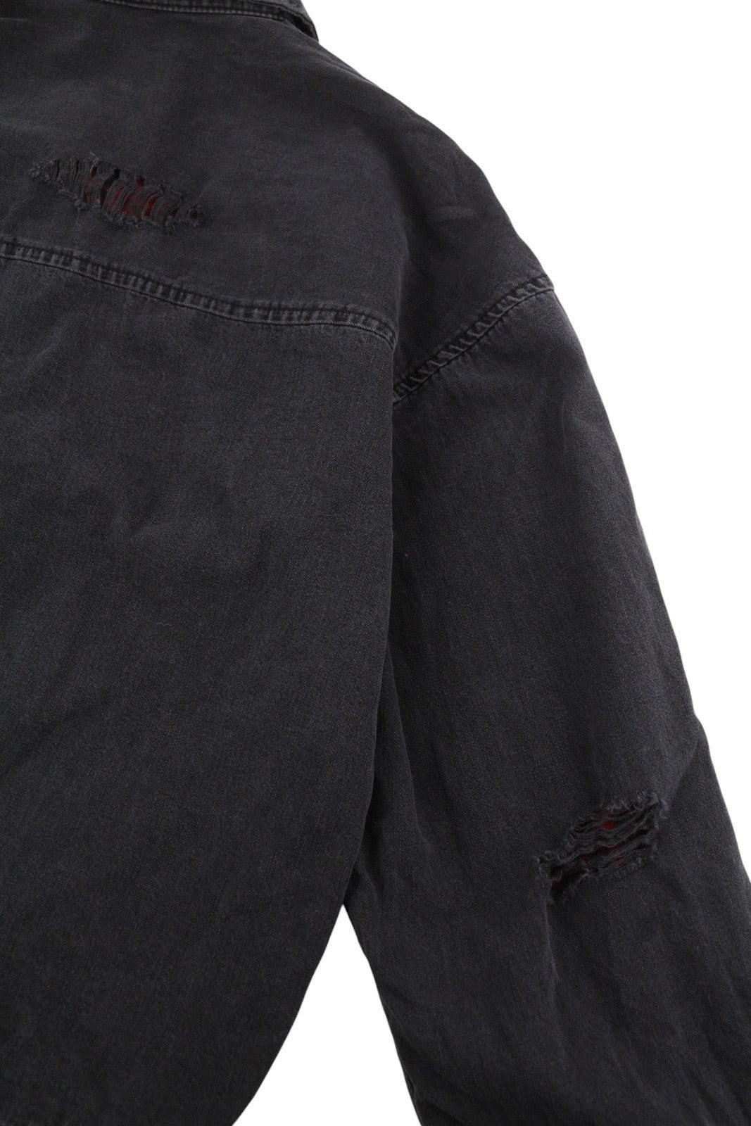 AMERICAN EAGLE OUTFITTERS Women Jacket L Black Denim Crop Oversize Distress