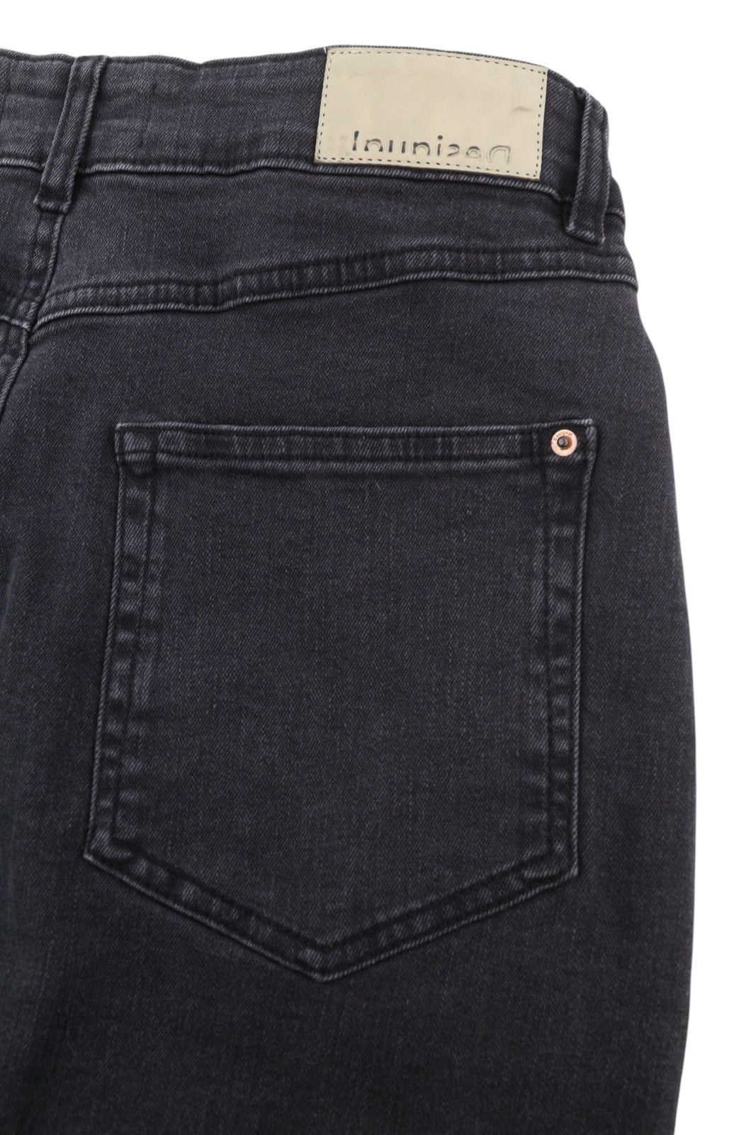 DESIGUAL Fal Dora Women Skirt XS Black Denim Check Fringe Slim Knee Length