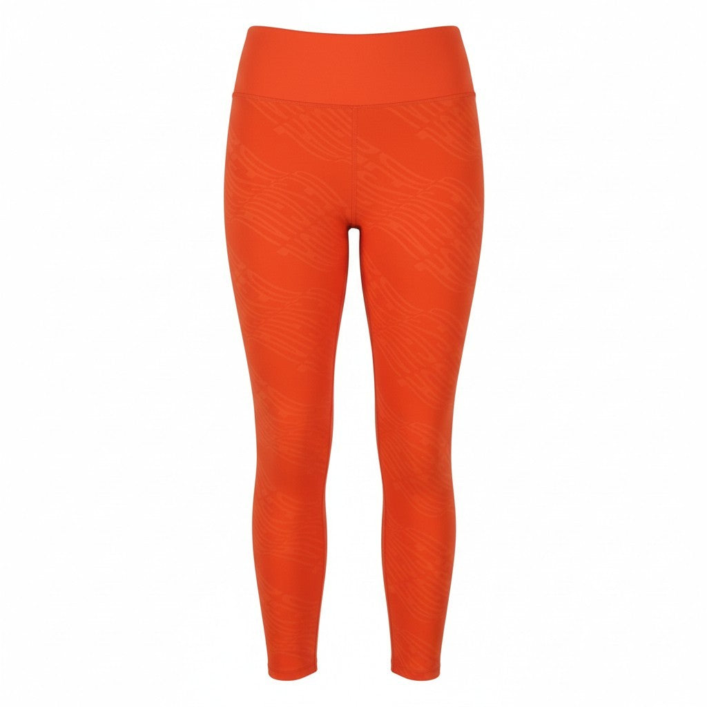 DESIGUAL Lemon Women Leggings L Orange Print Cropped Ankle Stretch Slim