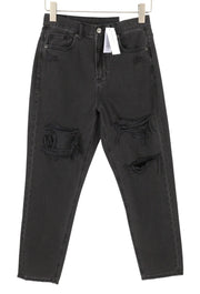 AMERICAN EAGLE OUTFITTERS Mom Black Blaze Women Jeans W27 Black Ripped Denim