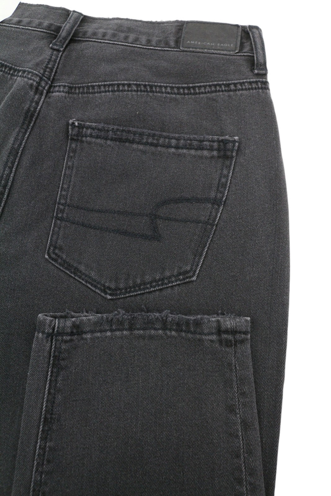 AMERICAN EAGLE OUTFITTERS Mom Black Blaze Women Jeans W27 Black Ripped Denim