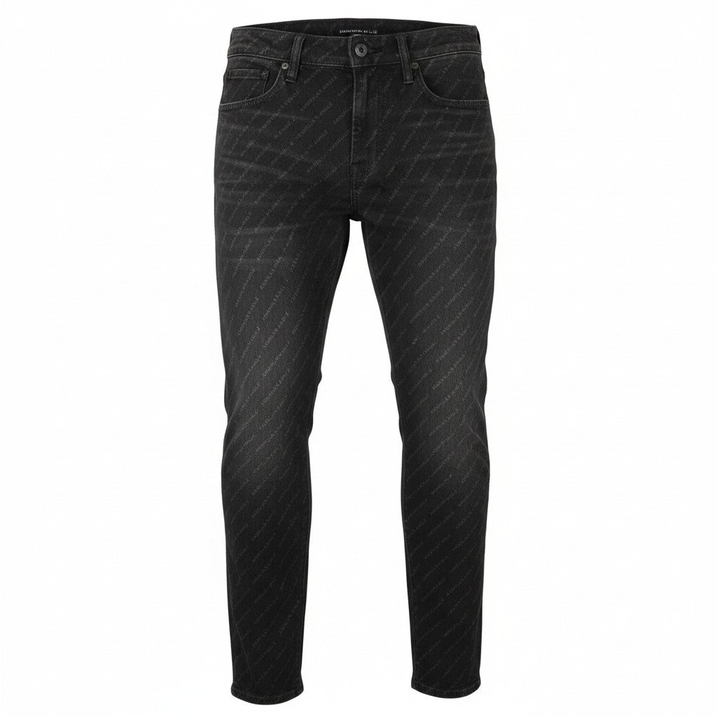 AMERICAN EAGLE OUTFITTERS Skinny Black Wash Men Jeans W30/L32 Logo Print