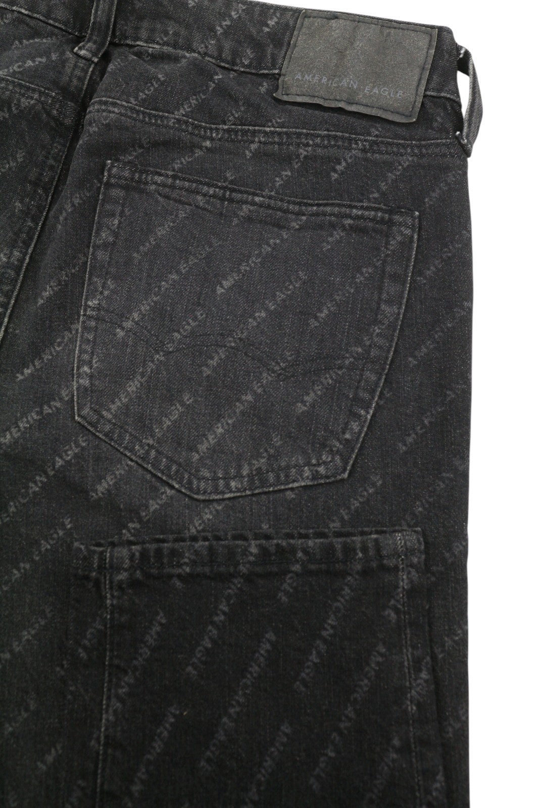 AMERICAN EAGLE OUTFITTERS Skinny Black Wash Men Jeans W30/L32 Logo Print