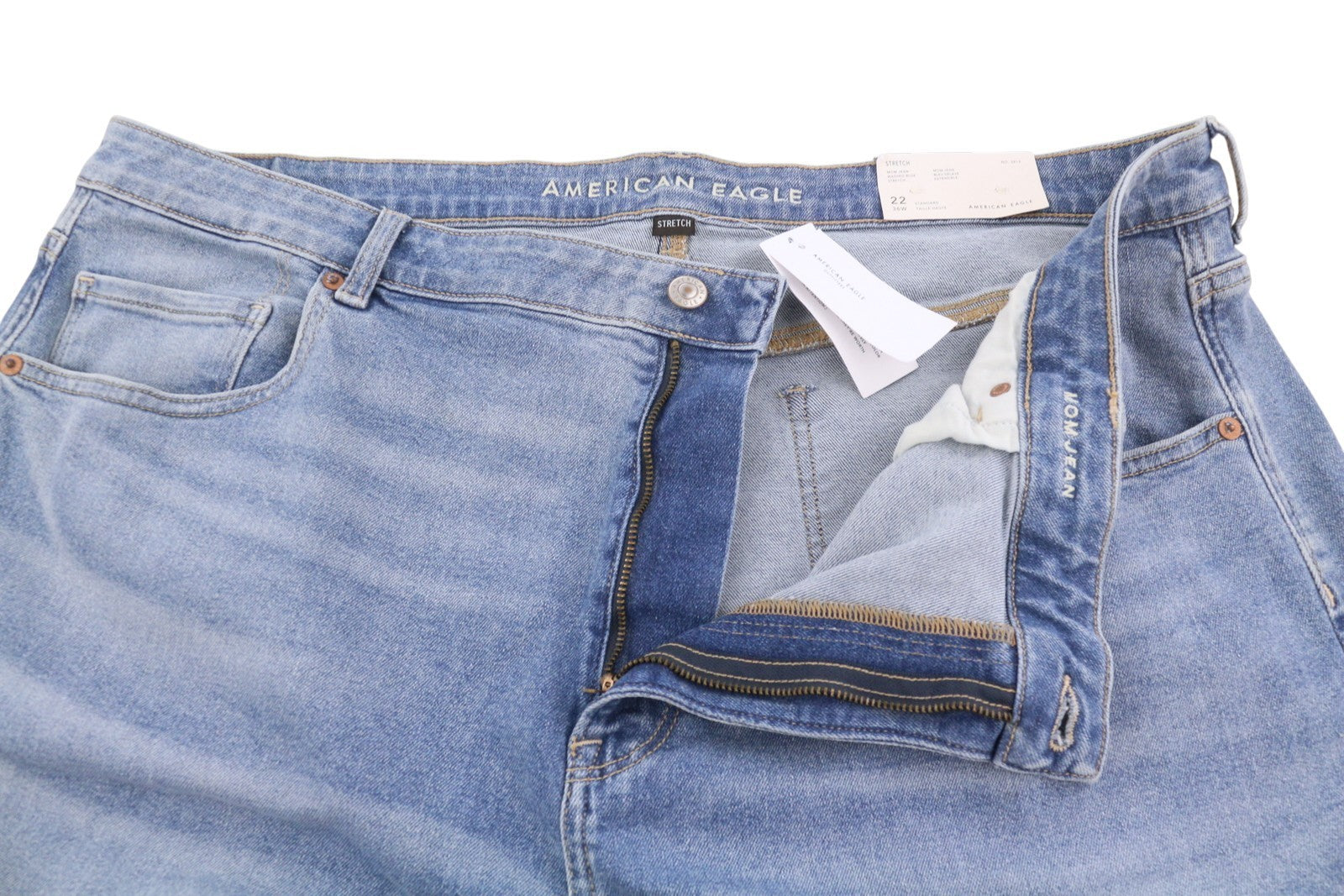 AMERICAN EAGLE OUTFITTERS Stretch Mom Women Jeans W36 Blue Washed Denim