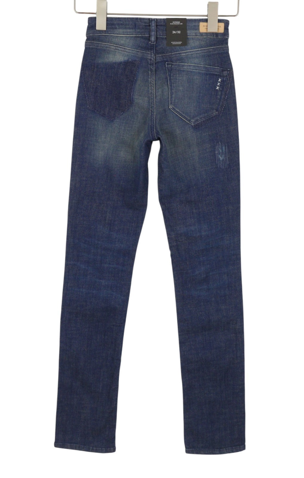 SCOTCH & SODA Supreme Women Jeans W24/L32 Blue Whiskers Faded Slim Straight Fit