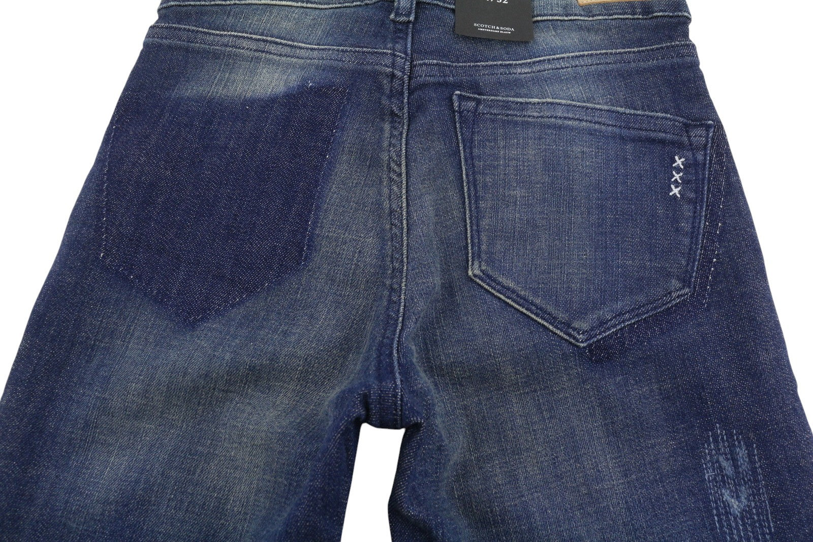 SCOTCH & SODA Supreme Women Jeans W24/L32 Blue Whiskers Faded Slim Straight Fit