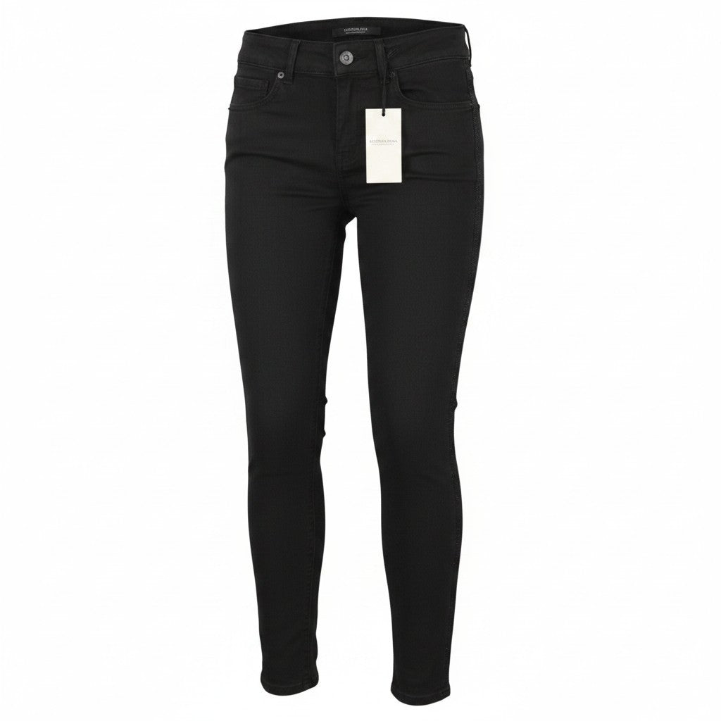 SCOTCH & SODA La Bohemienne Women Jeans W24/L32 Black Coated Look Skinny