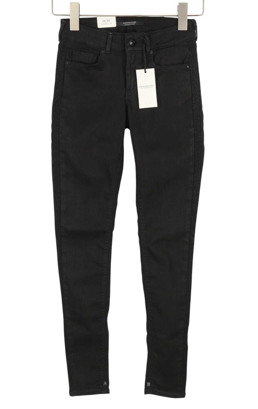 SCOTCH & SODA La Bohemienne Women Jeans W24/L32 Black Coated Look Skinny