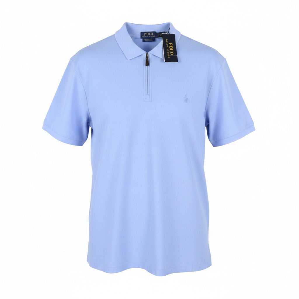 RALPH LAUREN Men Polos XL Blue Custom Slim Fit Stretch Mesh Short Sleeved