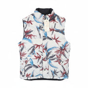 SCOTCH & SODA Men Vest L Off-White Leaf Printed Two-Sided High Neck Quilted
