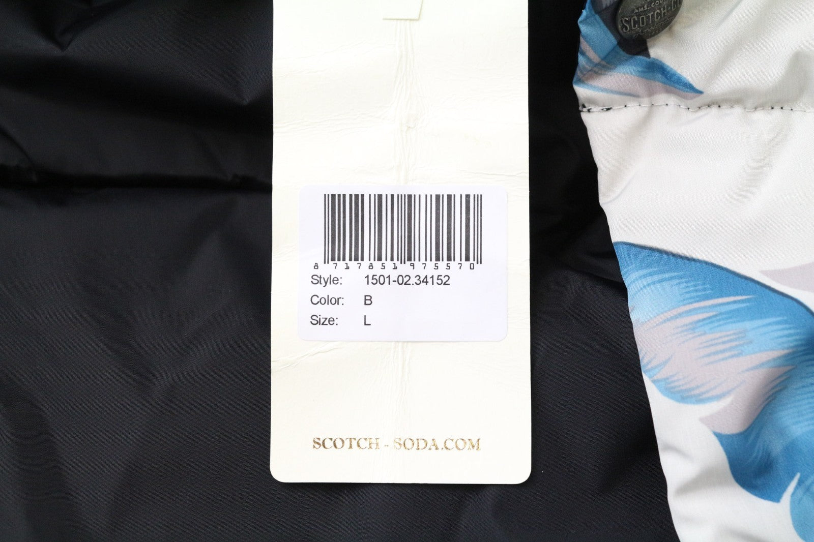 SCOTCH & SODA Men Vest L Off-White Leaf Printed Two-Sided High Neck Quilted