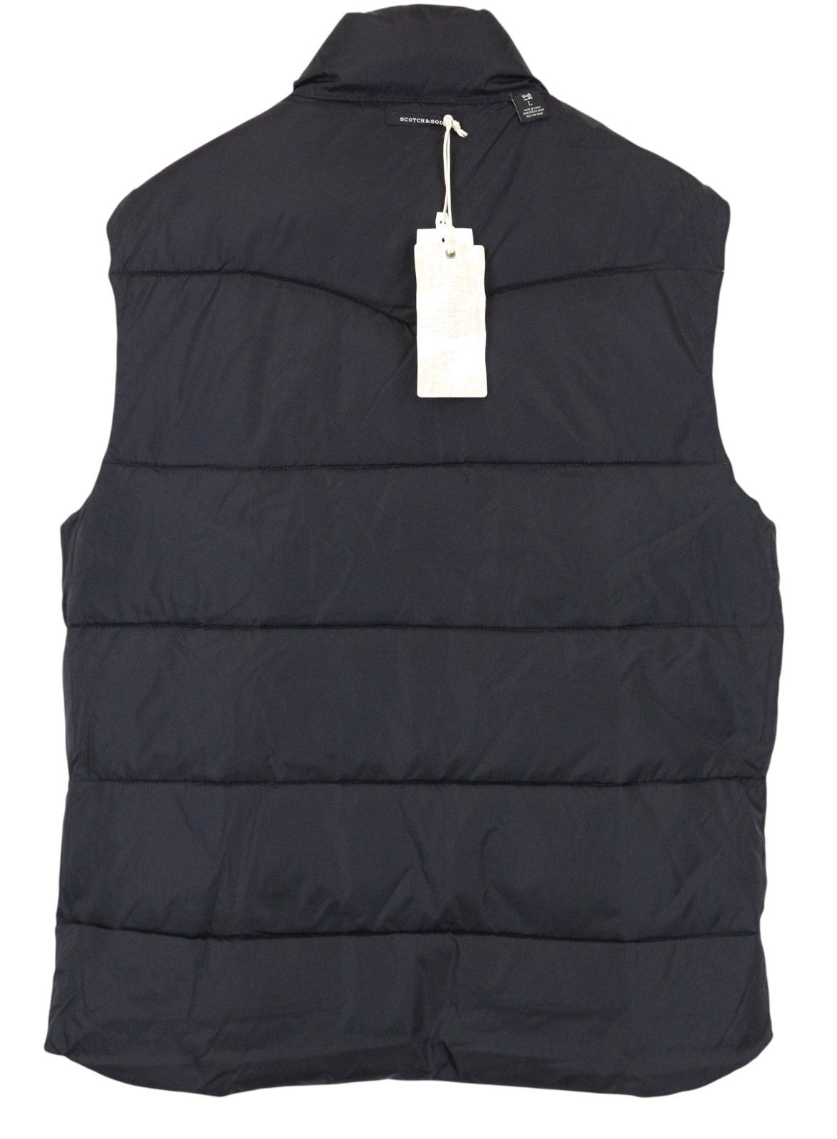 SCOTCH & SODA Men Vest L Off-White Leaf Printed Two-Sided High Neck Quilted