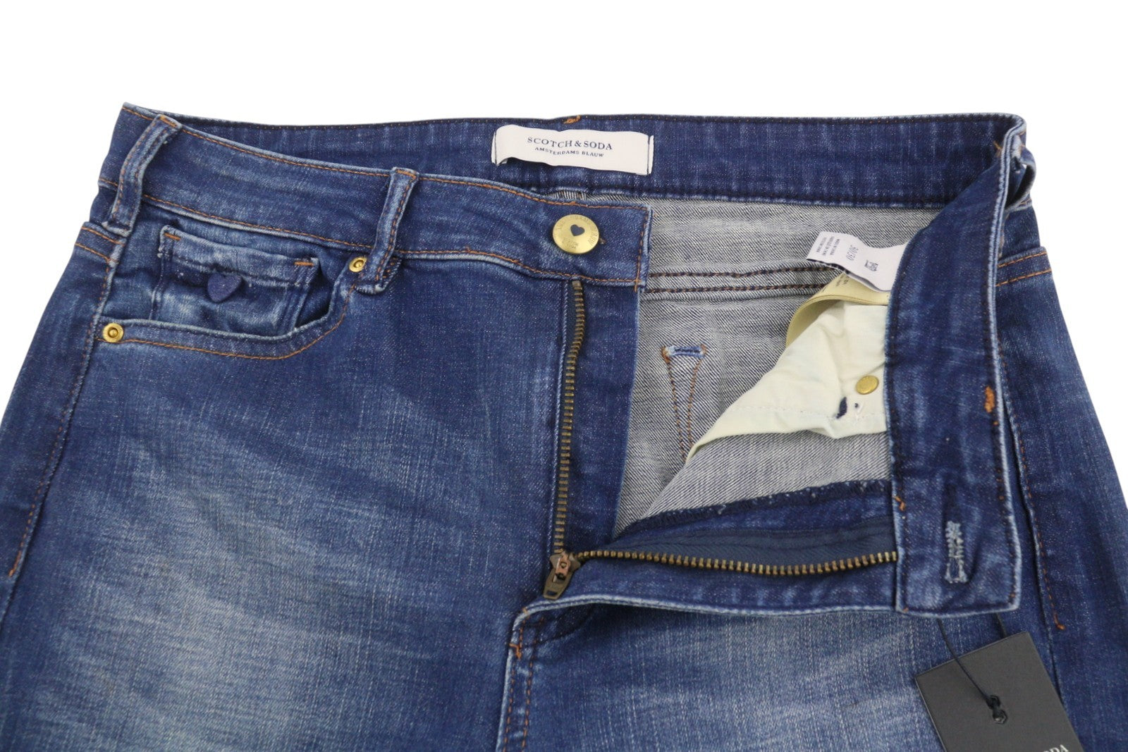 SCOTCH & SODA Women Jeans W30/L30 Blue Whiskers Faded Cropped Flared Fit