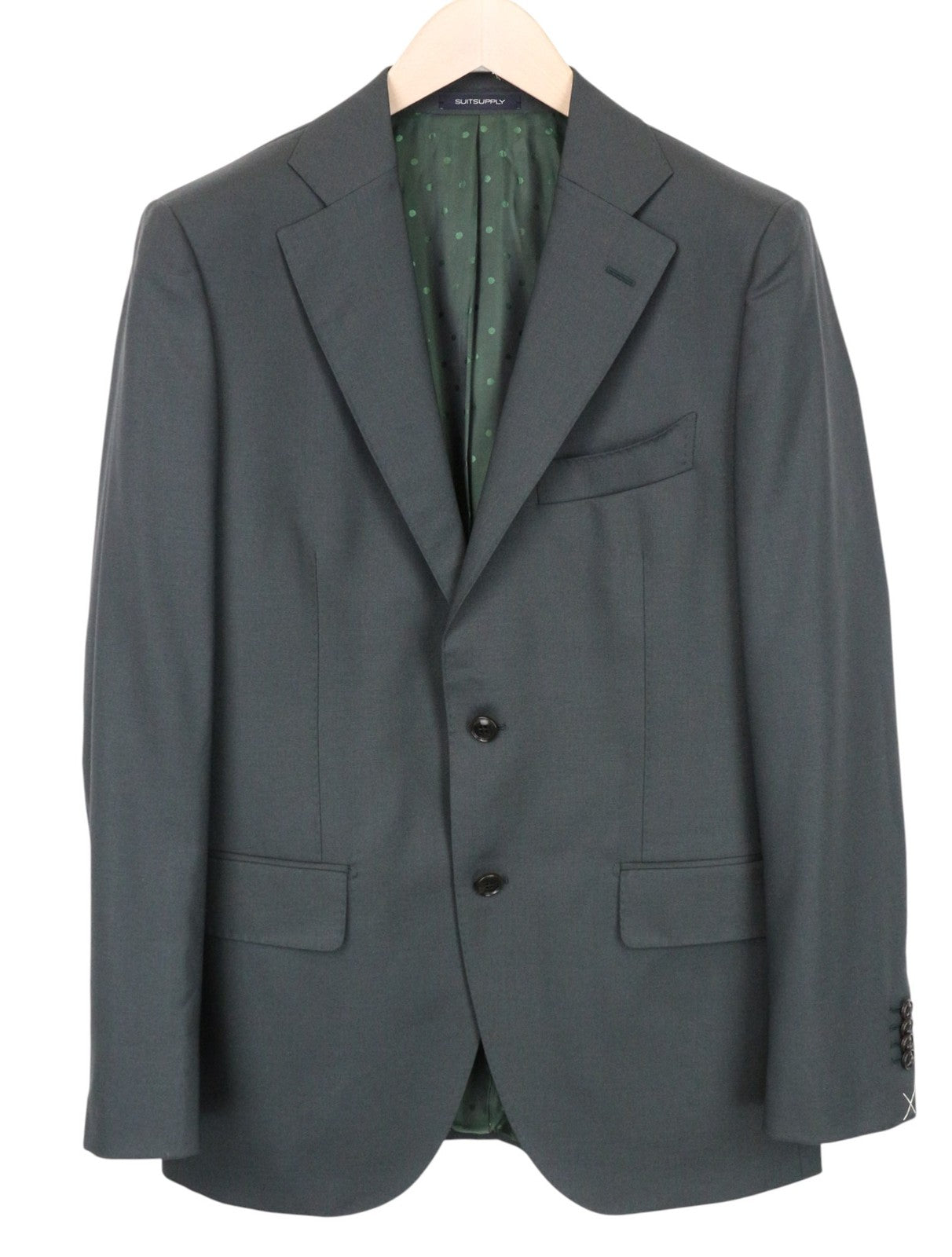 SUITSUPPLY La Spalla Men Suit UK40R Single-Breasted Green Pure Wool 2 Piece