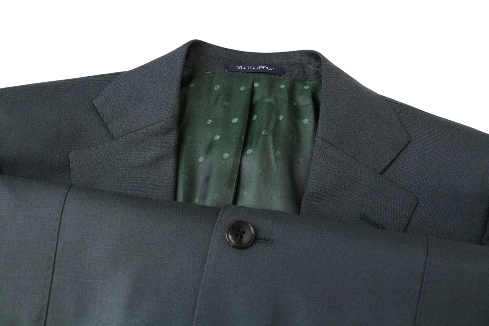 SUITSUPPLY La Spalla Men Suit UK40R Single-Breasted Green Pure Wool 2 Piece