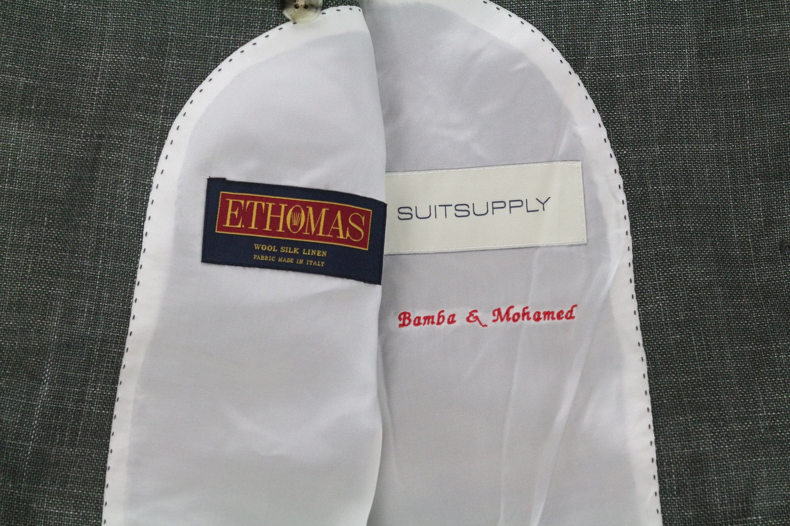 SUITSUPPLY La Spalla Men Suit UK38L Single-Breast Green Wool Silk Linen 2 Piece