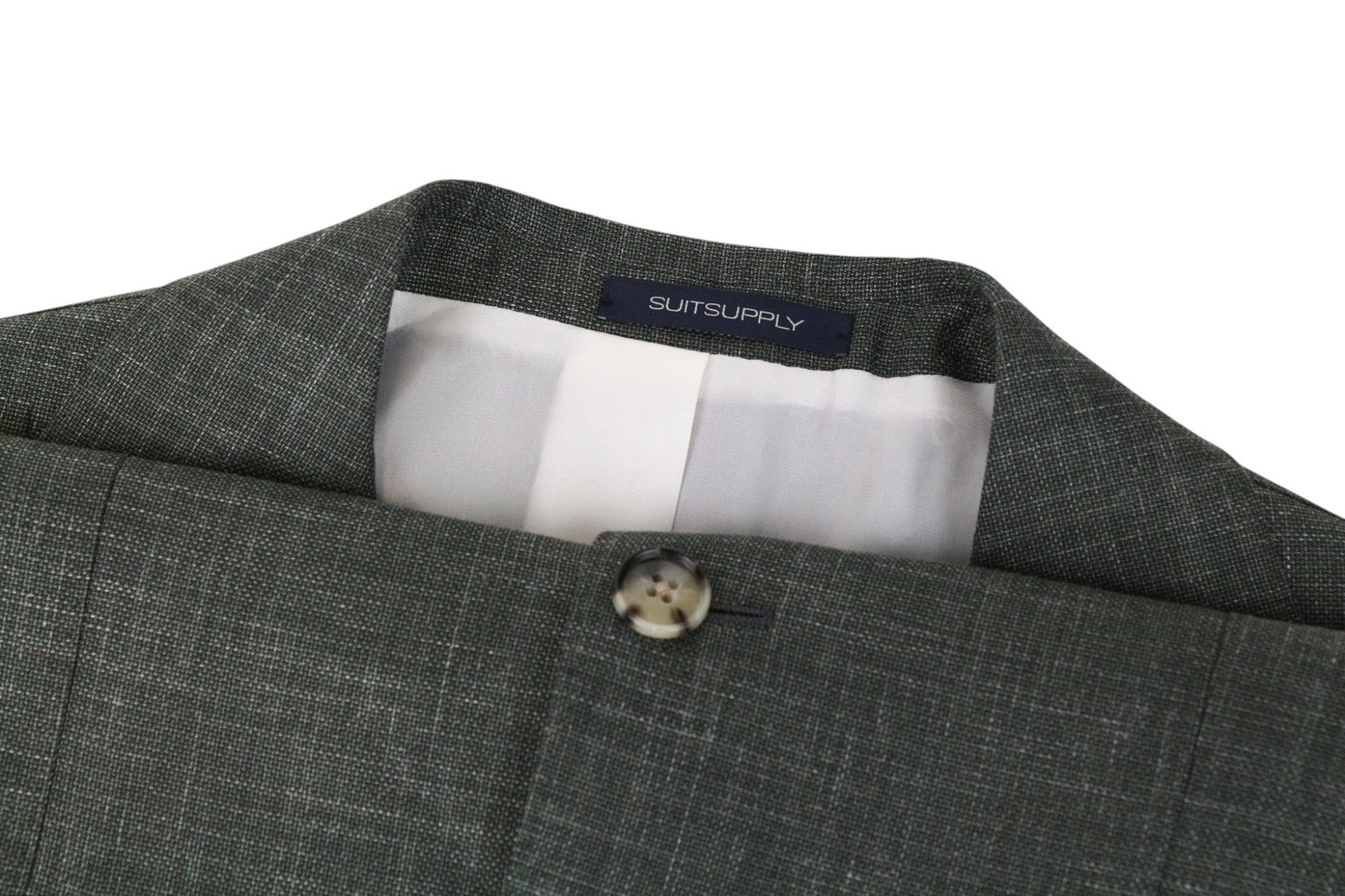 SUITSUPPLY La Spalla Men Suit UK38L Single-Breast Green Wool Silk Linen 2 Piece