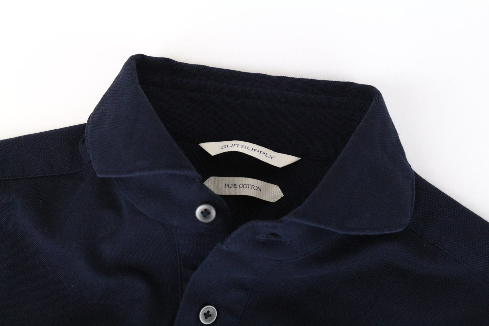 SUITSUPPLY Men T-Shirt 37/38/14 1/2/15 Extra Slim Pure Cotton Navy Blue Polo