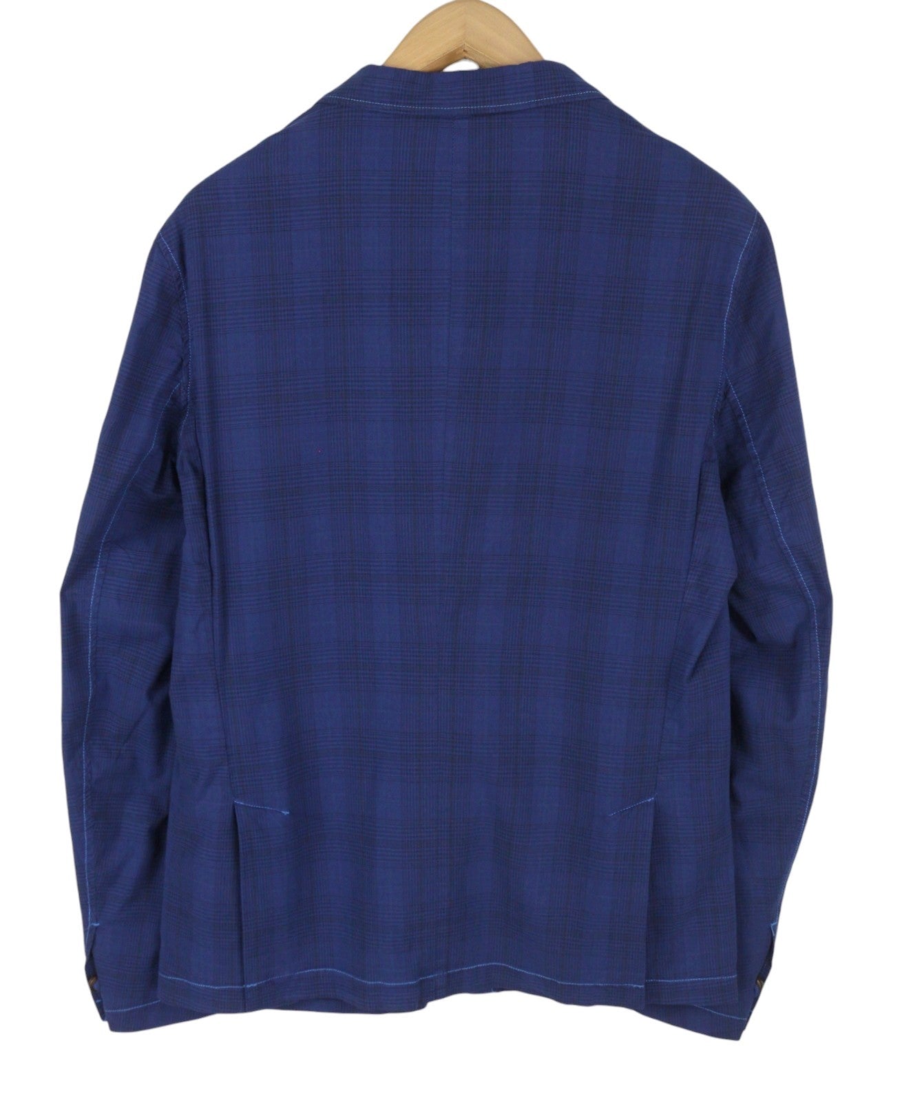 SCOTCH & SODA Men Blazer M Blue Plaid Half Lined Notch Lapel Single Breasted