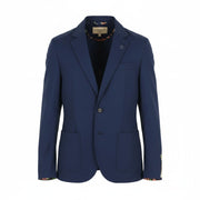 SCOTCH & SODA Men Blazer M Dark Blue Notch Lapel Single Breasted