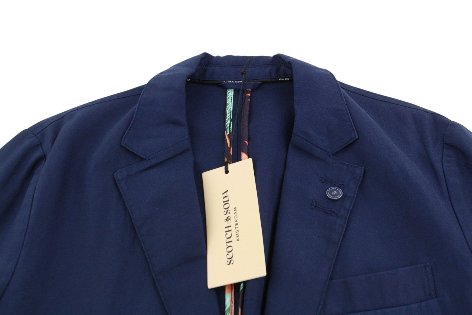 SCOTCH & SODA Men Blazer M Dark Blue Notch Lapel Single Breasted