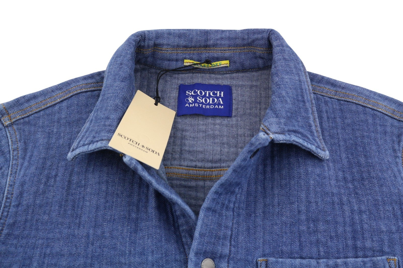 SCOTCH & SODA Men Jacket M Blue Washed Indigo Snap Buttons Lightweight