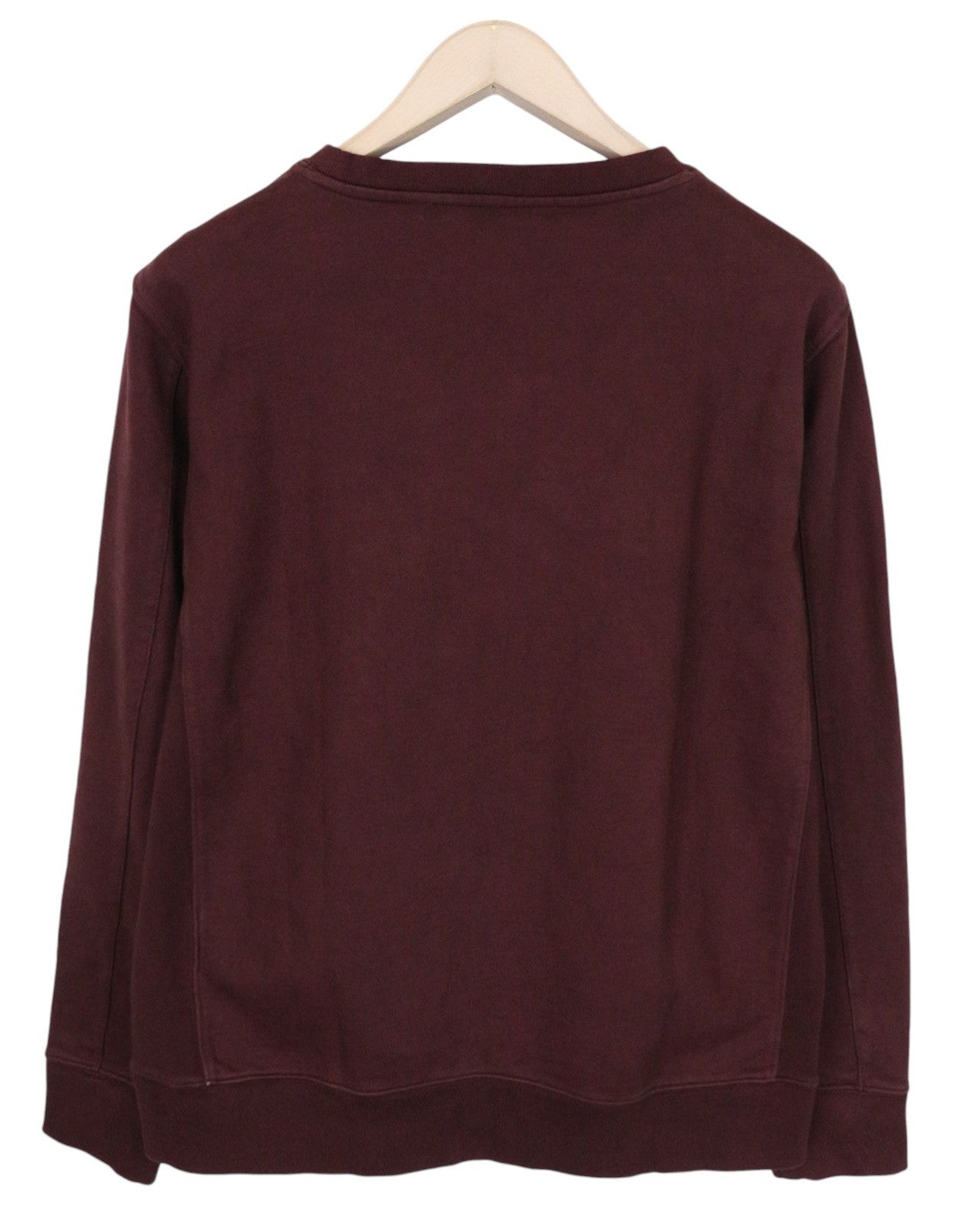 REPLAY Men Sweatshirt L Burgundy Red Pure Cotton Long Sleeve Logo Pull On